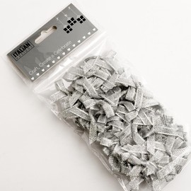Italian Options Satin Bows 100-Piece Pack, 3 cm Bow Width, Metallic Silver