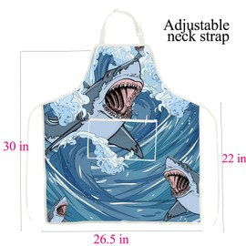 BNQL Shark Apron With Pockets Shark Gifts for Shark Lovers Great White Shark Gifts Funny Shark Gifts Shark Cooking Kitchen Apron