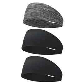 Men's Headband, 4.3 inches (11 cm), Headband, Sweatband, Sports, Wide, Thin, Bandana, Hair Turban, Wide, Unisex, Set of 3, B