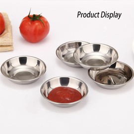 RHQFDM 12 pieces Mini dip bowls Sauce bowls Dip bowls Stainless steel plate 8CM Mini snack plate Stainless steel bowls Small metal bowls are stainless Sushi bowl For all kinds of condiments