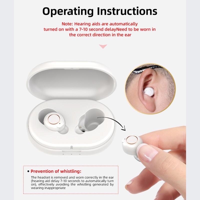 1 Pair Ear Canal Magnetic Charging Hearing Aids Intelligent Noise