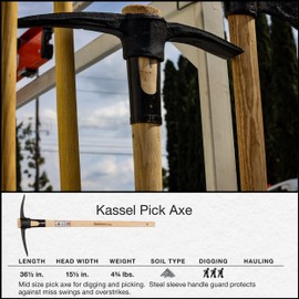 IDEALSPATEN - Made in Germany Since 1899 - Kassel Pick Axe - Professional Pick for Trenching Digging Hard Ground Soil, 5.75lb - 36.5in (Kassel)#IS410
