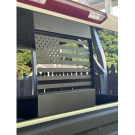 for Chevy Silverado/GMC Sierra 2019-2024 Back Center Sliding Window USA Flag Vinyl Sticker (Matte Black)