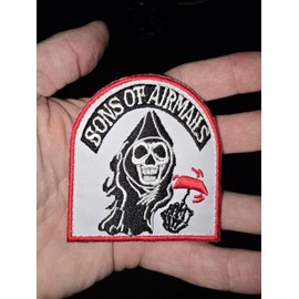 Cornhole Patch Sons of Airmail Embroidered, Hook Backing, Skull Design Motorcycle Bag toss Lover Must Have Attach to Bag Backpack Zuca Hats Clothing