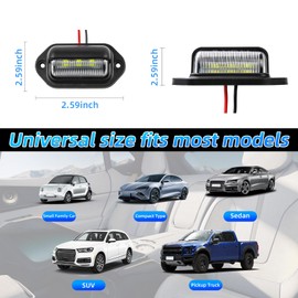 Kewucn 2 PCS 12-24V License Plate LED Light, Waterproof 6 LED License Plate Lamp Taillight for RV Camper Truck SUV Trailer Van, Step Courtesy Lights, Dome Cargo Lights or Under Hood Lights (White)