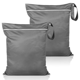 Svalor 2 Pcs Reusable Travel Laundry Bags, Waterproof Dry Bags for Swimming, Baby Nappy Swimsuits Gymnastics, Dark Gray, 40 x 50 cm