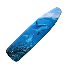 Darisoco Blue Dolphin Ironing Board Cover and Pad Standard Ironing Board Cover with Elastic Edge and Hook and Loop Fasteners Scorch and Stain Resistant Fabric