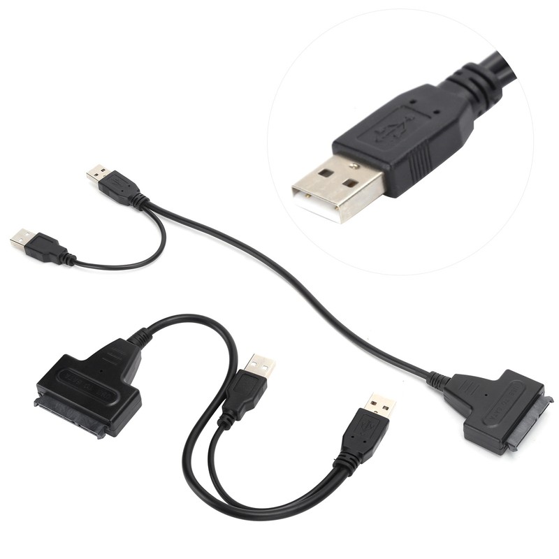 2Pcs Convert Cable USB 2.0 SATA 7 15Pin Adapter for