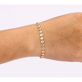 Coin Tattoo Bracelet in 14K Gold fill or 925 Sterling Silver, Tiny Circle Disc Bracelet, Beautiful Boho Jewelry perfect for Layering or Stacking Bracelet