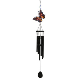 Sunset Vista Designs 94488 Outdoor Painted Gardens Colorful Butterfly Wind Chime, Orange, 4.75" x 4.75" x 32