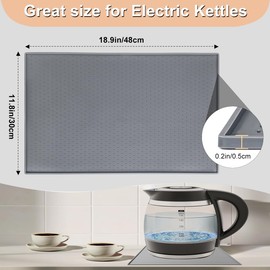 Electric Kettle Tea Kettle Mat Water Boiler Silicone Mat, TeaPot Tray Water Warmer Tea Maker Soft Silicone Drip Pan, Non-Slip Waterproof Hot Water Heater Electric Coffee Pot Pad Tetera Pan 19''x12''