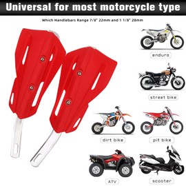 JFG Racing Universal 22 mm y 28 mm Protectores de mano de aluminio, Guardamanos Protectores para Dirt Bike, Motos de motocross Enduro, Rojo
