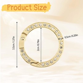 4 Pcs Round Carabiner Keyring Gold Bling Rhinestones Keychain Metal Spring O Rings Simple Snap Clip Buckle Key Chain Ring Hook Clip DIY Accessories for Bag Purse Handbag Jewelry Car Keychain Making