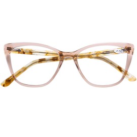DOOViC Computer Reading Glasses Blue Light Blocking Anti Eyestrain Fashion Cat Eye Spring Hinge Readers for Women 1.25 Strength