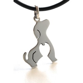 TCLAUDIA, Collares para Mujer: Collar con Dije de Perro y Gato de plata 925- Regalo Original para Amantes de los Animales - Joyería hecha a mano - Dijes para Mujer-Collar de Hilo Encerado de 45 cm.