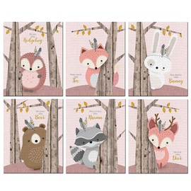 6Pcs 30x21cm Cute Cartoon Animal Pattern Canvas Painting Wall Art Picture Home Wall Decoration