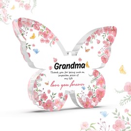 Bosillsm Mother's Day Birthday Gift for Grandma, Butterfly-Shaped, Acrylic Plaque Gifts for Grandma,Grandma's Birthday Gifts, Presents for Grandma on Her Birthday, Mother's Day, Christmas