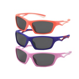 Karsaer 3 Pcs Kids Polarized Sports Sunglasses TPEE Unbreakable Glasses for Girls Boys Age 3-8 Cycling Running