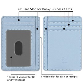 GH GOLD HORSE Slim RFID Blocking Card Holder Minimalist Leather Front Pocket Wallet for Women