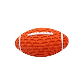 Squeaky Dog Football Toy Teeth Cleaning Soft Bite Resistant Interactive Rubber Dog Chewing Ball for Indoor Outdoor Large Orange
