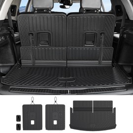 JOULARISE Cargo Mat Backrest Mats for 2021-2025 2026 Jeep Grand Cherokee L (3rd Row Manual & Power Fold), All Weather TPE Trunk Mat Cargo Liner Car Accessories (L | Cargo Mat+3rd Row Backrest Mats)