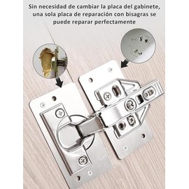10 Pcs Placa de Reparación de Bisagras de Armario,Placa de Reparación de Bisagra de Acero Inoxidable, Juego de Reparación de Puerta de Gabinete para Muebles, Estantes, Armario