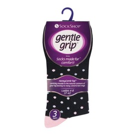 Gentle Grip - 6 Pack Womens Non Elastic Loose Top Patterned Cotton Rich Socks (4-8 uk, GG133)