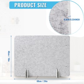 KEPYDRMTF Desk Privacy Panel Set, Desk Partition Cubicle Wall Freestanding Noise-Reduction Panels Room Divider, Soundproof Partition with Support Feet for Office or Home Use (Light Grey, 40 * 60 cm)