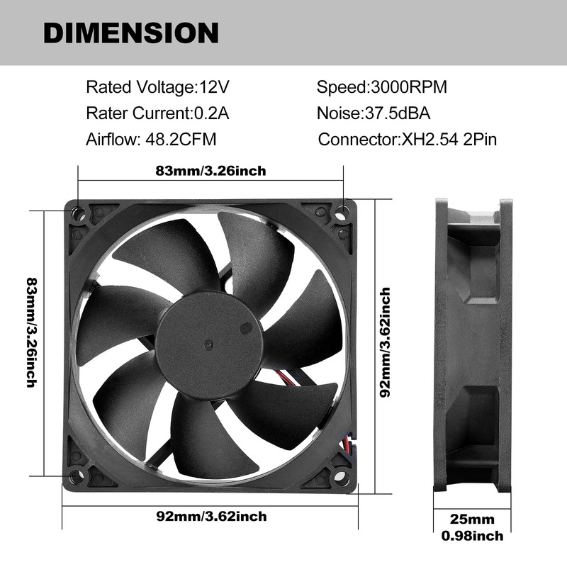 92mm 90mm 12V DC Moisture-Proof Fan High Airflow 12V 9025