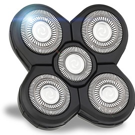 Poripori 5 Blade Head Shaver Replacement Heads, 5 Head Electric Razor Replacement Blade Compatible Many Models Easy to Install, Waterproof Electric Razor Shaver Head for Wet & Dry Bald and Face(Black)