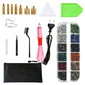 Hotfix Applicator, Hotfix Rhinestone Applicator, Hotfix Rhinestone Applicator, Quick Heating, Hot Fix Rhinestone Applicator, Magic Wand with 12 Colours, 2160 Pieces Rhinestone Crystals for DIY
