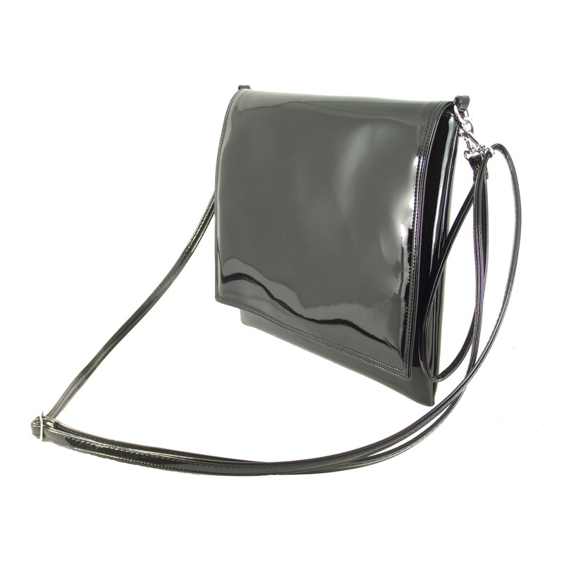 LONI Ladies Patent Leather Clutch Bag Shoulder Bag Handbag, navy