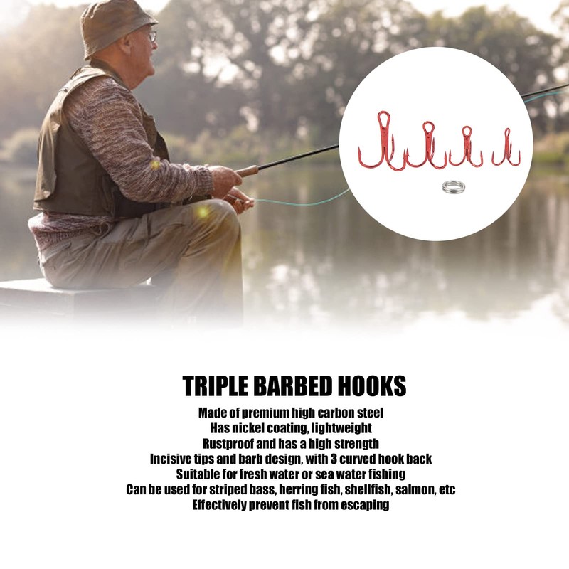 CHICIRIS Fishing Treble Hook Kit Concise Lightweight Good Permeability Triple