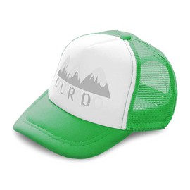 Kids Trucker Hat Colorado Mountains Motivational Teamwork Polyester Boys Caps & Girls Caps Kelly Green Adjustable