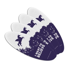 I Want to Believe Unicorn UFO Funny Humor Double-Sided Oval Nail File Emery Board Set 4 Pack