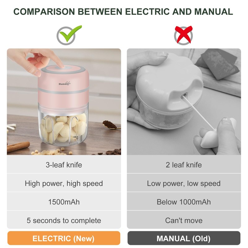 BlumWay Mini Onion & Garlic Chopper, 250 ml Electric Chopper