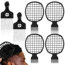 Metal Hair Pick for Afro and Curly Hair,6 Pcs Metal Twist Comb Afro Curl Hair Pick Comb 4 Set Weave Comb 2 Pick Hair Twister Tool for Black Men Women Style Brush Racket Home Salon