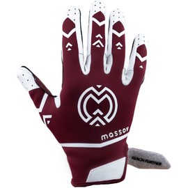 MASSOV ALLSZN Elite Youth Football Receiver Gloves - All Weather Gloves with Superior Grip Even When Wet for Young Athletes (Burgundy, Small)