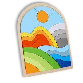 Lasoba Kids Puzzles Ages 3-5, Wooden Puzzles for Toddlers 3-5, Color Shapes Puzzles for Kids Ages 4-6, Toddler Puzzles Montessori Toys for 3 Year Old, Great Gifts for 3+ Year Olds (Hills)