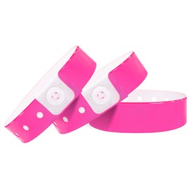 Wristall Plastic Party Pink Wristbands-100 Pack Colored Vinyl Wristbands for Events-Waterproof Lightweight Security Wrist Bands for Bar Club Festival Music Meeting