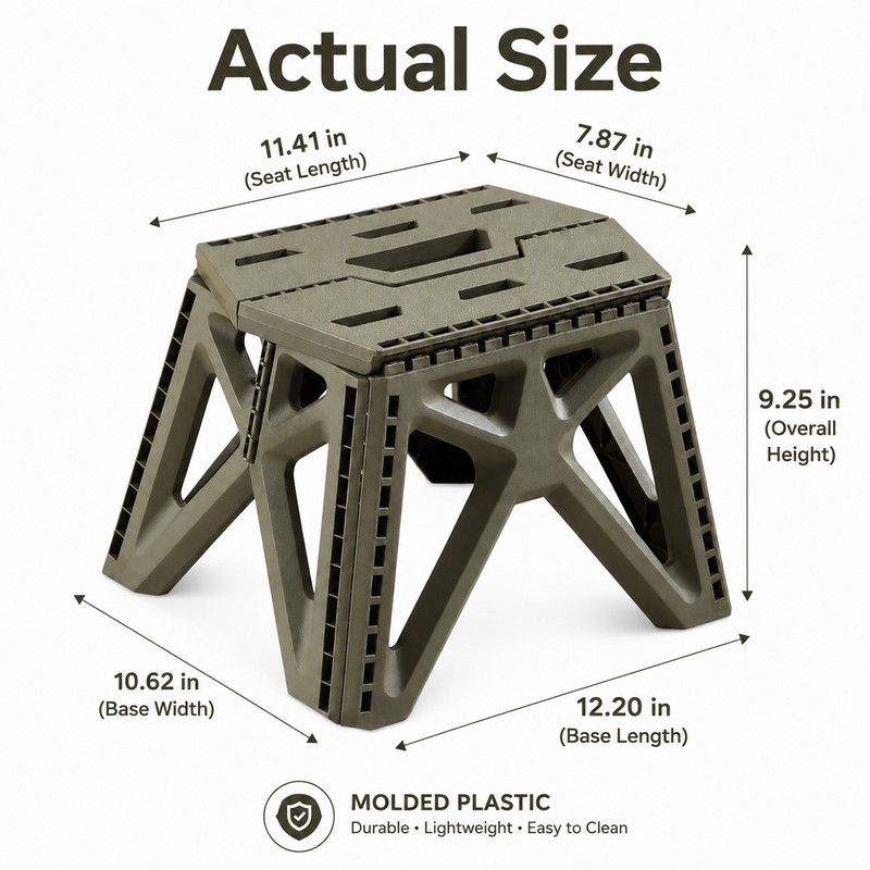 Folding Camp Stool for Outdoor Seating - Compact Plastic Seat