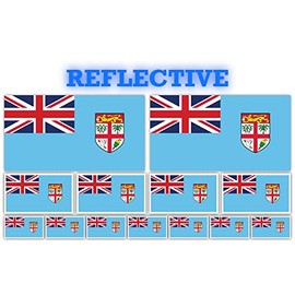 13 Pack Fiji Flags | (x2) 4x2 inch, (x4) 2x1 inch, (x7) 1x.5 inch Flag Stickers | Country State Flags Pack Stickers for Cars, Trucks, Laptops, Bikes, Toolboxes, Skateboards, Windows and More