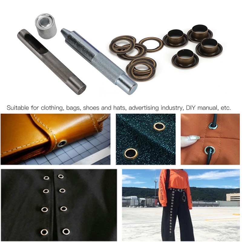 100pcs Bronze Round Eyelet Punch Die Tool Kit DIY Eyelets