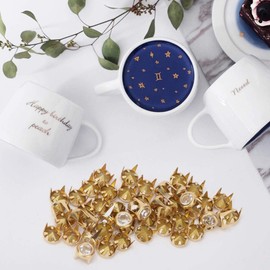 HEEPDD 50 Pcs Crystal Claw Beads Nailhead DIY Fashion Rhinestone Nailhead Studs Silver Gold Base Punk Spikes Decorative Rivets for DIY Leather Craft(Gold)