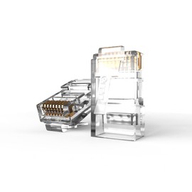 Oren Kablo CAT6 RJ-45 Connectors, 50-Pack, Standard Modular Plug Unshielded, Supports Solid or Stranded UTP Ethernet Cables, 50 μ'' gold plating, Professional Coupler Cabling - Crimp Tool Support