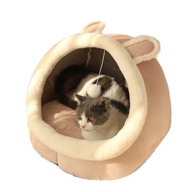 NatureMan Cat Beds for Indoor,Cat House with Hanging Cat Ball Toy,Kitten Tent House Removable Cotton Pad,Warm and Soft Pet Cat Supplies Kitten Small Dogs Pet Bed (Pink, M)