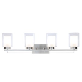 Wall Light 4 Light Bathroom Vanity Lighting with Dual Glass Shade in Brushed Nickel Indoor Modern Wall Mount Light for Bathroom & Kitchen XiNBEi-Lighting XB-W1195-4-BN