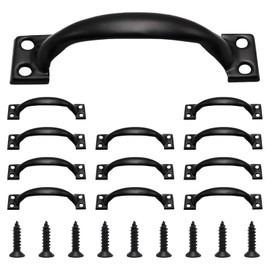 Mormchlots 12Pcs 98mm/3.86" Black Metal Gate Retro Cabinet Handles, 3.86" Door Handles Garage Door Pull Handle, Rustic Barn Door Pulls Large Gate Handle