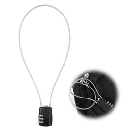 Combination Padlocks with 20 inch(50 Cm) Steel Cable Long Safety Lock Updated Flexible Wire Padlock Outdoor Waterproof Lock for Locker Lock Luggage Suitcase Gun Case Toolbox Helmet, Black