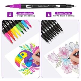Gelanty Dual Brush Pen Set, Felt Tip Pens 72 Colours Brush Pens Fineliner Marker Watercolour Colours for Bullet Journal, Colouring Books, Hand Lettering, Manga Calligraphy Pens